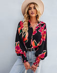 Celina | Satinbluse mit tropischem Print für Damen