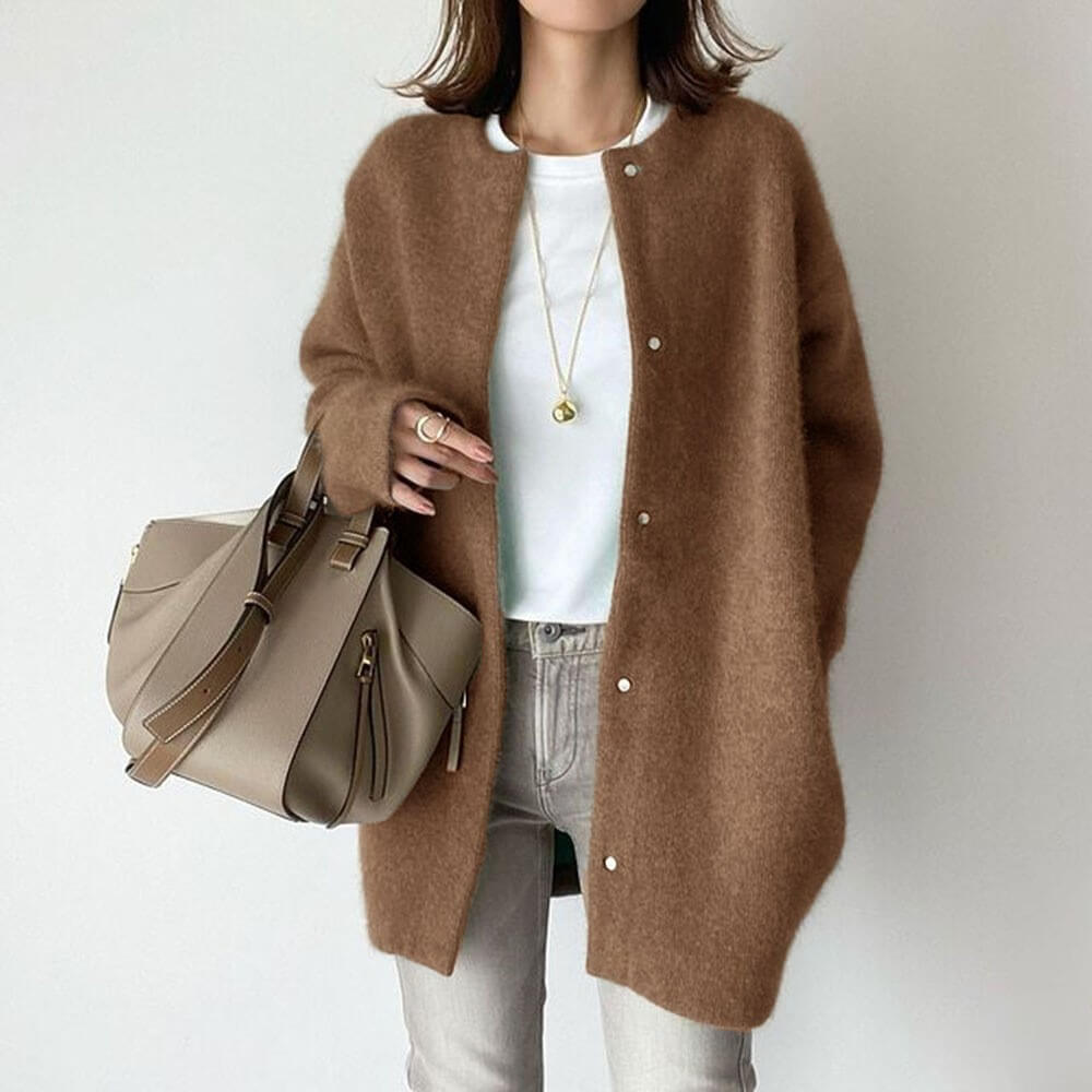 Katja | Damen-Cardigan in Longform mit offenem Vorderteil