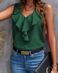 Malina | V-Ausschnitt Casual Top mit gerüschtem Saum