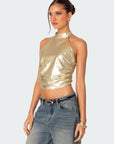Elara | Schimmerndes Metallic-Haltertop für Damen