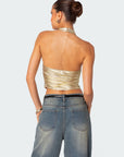 Elara | Schimmerndes Metallic-Haltertop für Damen