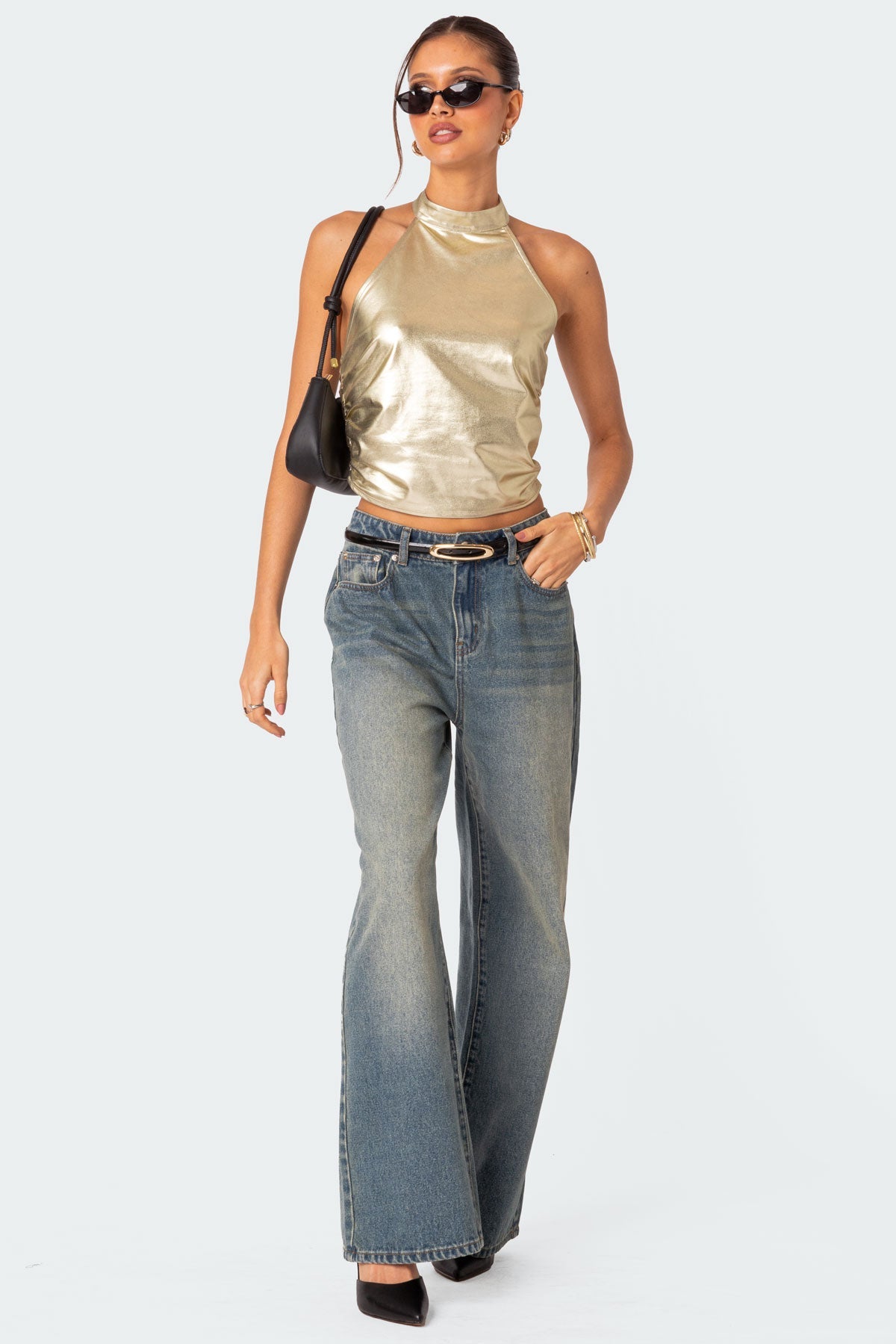 Elara | Schimmerndes Metallic-Haltertop für Damen