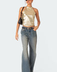 Elara | Schimmerndes Metallic-Haltertop für Damen