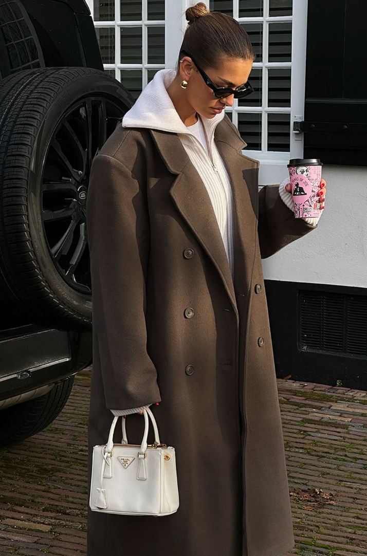 Elena | Oversized Mantel mit Reverskragen und Gehschlitz für Damen