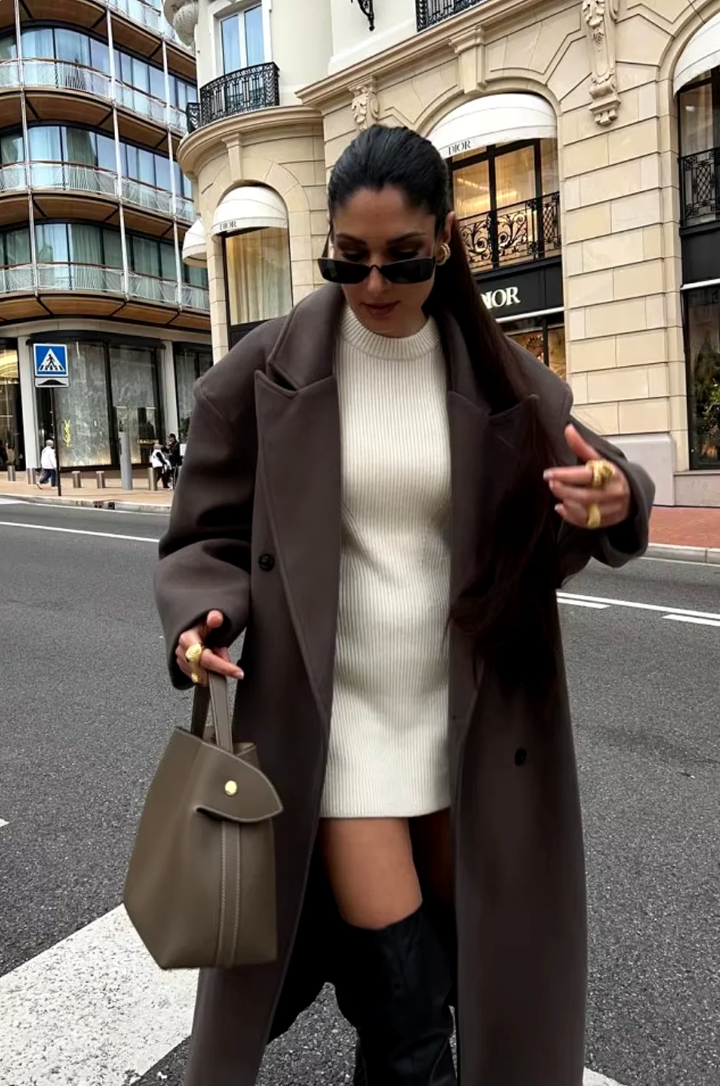Elena | Oversized Mantel mit Reverskragen und Gehschlitz für Damen