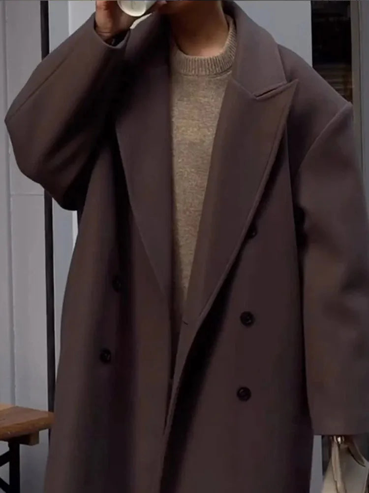 Elena | Oversized Mantel mit Reverskragen und Gehschlitz für Damen