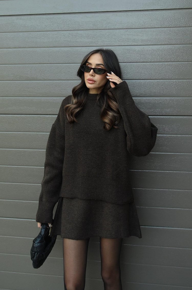 Fiora | Zweiteiliges Strickset mit Oversize-Pullover und Rock