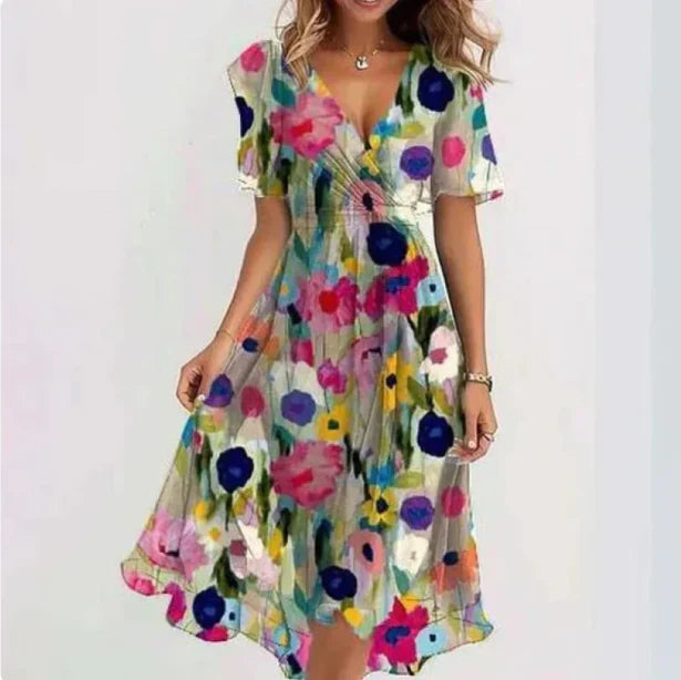 Fiorella | Feminines Midikleid mit Blumenmuster &amp; Schmetterlingsärmeln