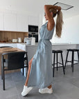 Levania | Ärmelloses Denim-Maxikleid mit Knopfleiste für Damen