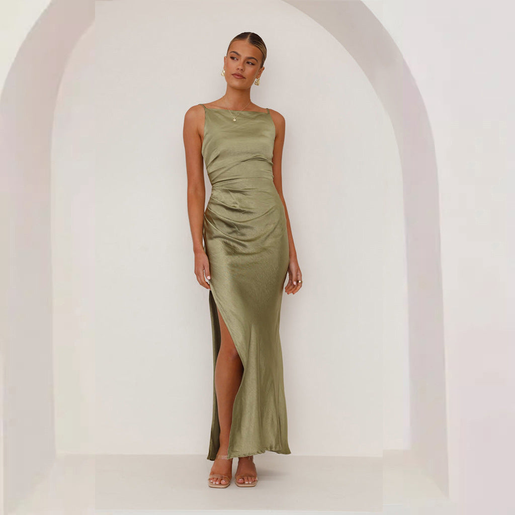Isabella | Halterneck-Kleid mit Rückenausschnitt und Seitenschlitz
