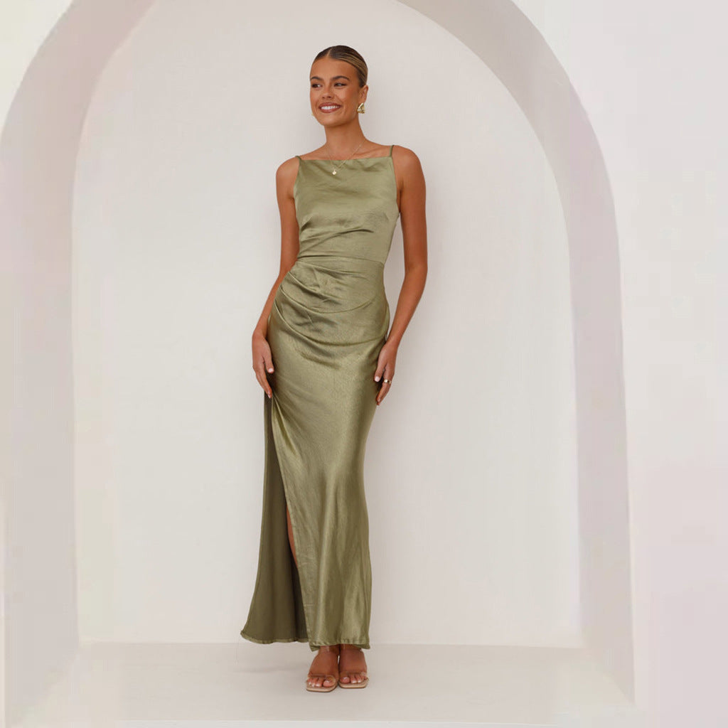 Isabella | Halterneck-Kleid mit Rückenausschnitt und Seitenschlitz