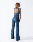 LunaVibe | Stilvolle Denim-Jumpsuit mit Herz-Ausschnitt