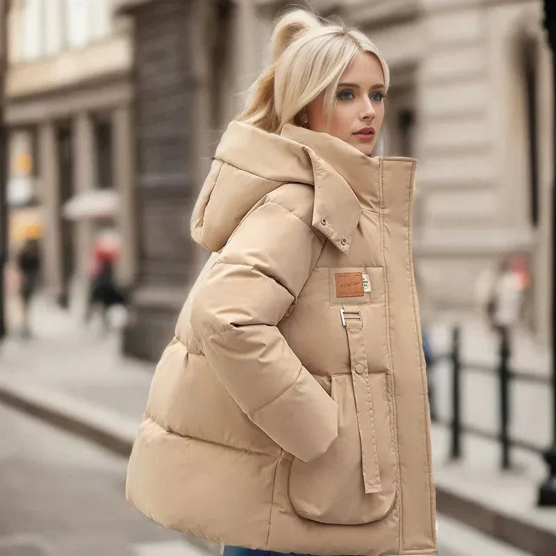 Mila | Wattierte wasserdichte Damen‑Winterjacke mit Kapuze