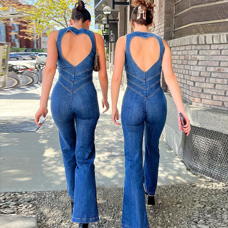 Selena | Damen-Jumpsuit mit Chevronmuster und Rückenausschnitt