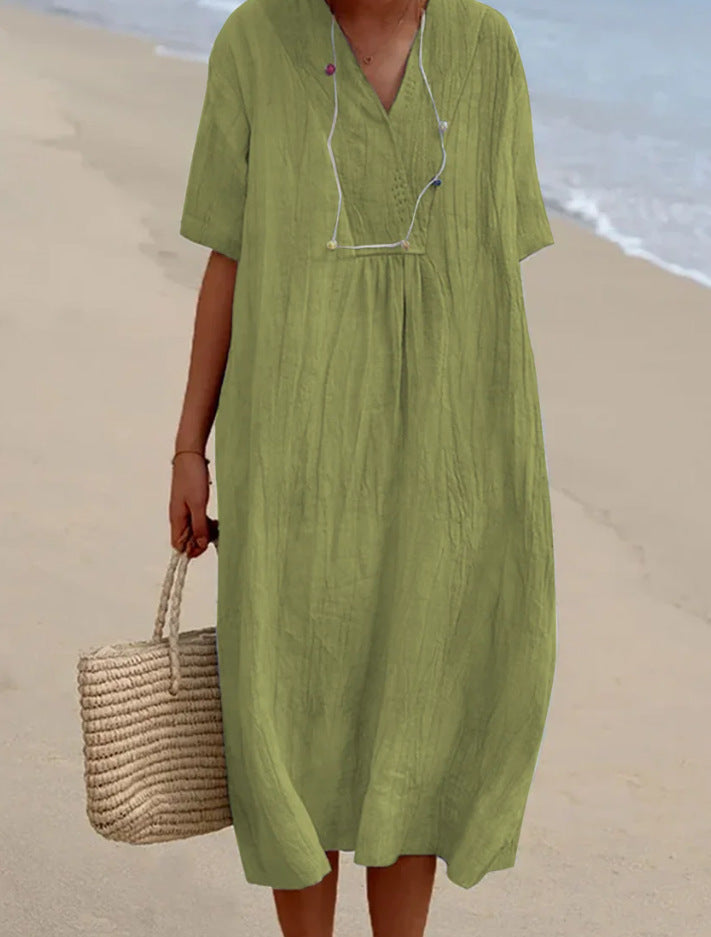 Leandra | Sommerliches Damen-Midikleid aus Baumwollmix