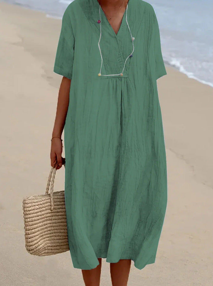 Leandra | Sommerliches Damen-Midikleid aus Baumwollmix