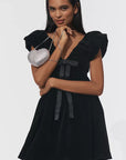 Seraphina | Velour-Minikleid mit Schleifendetail und V-Ausschnitt für Damen