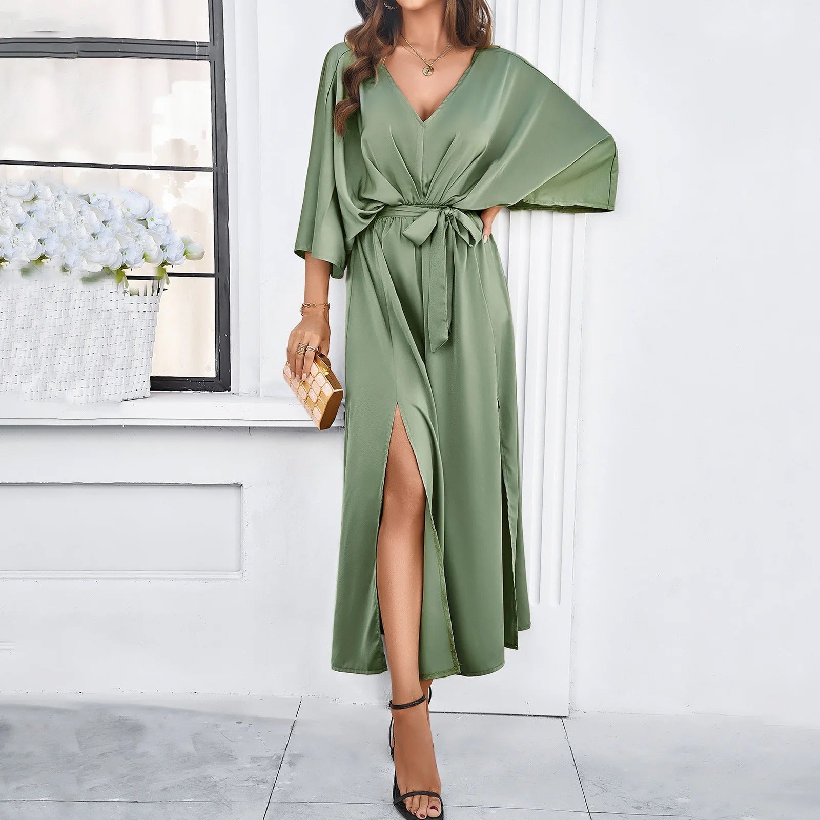 Velora | Elegantes V-Ausschnitt Kleid Damen