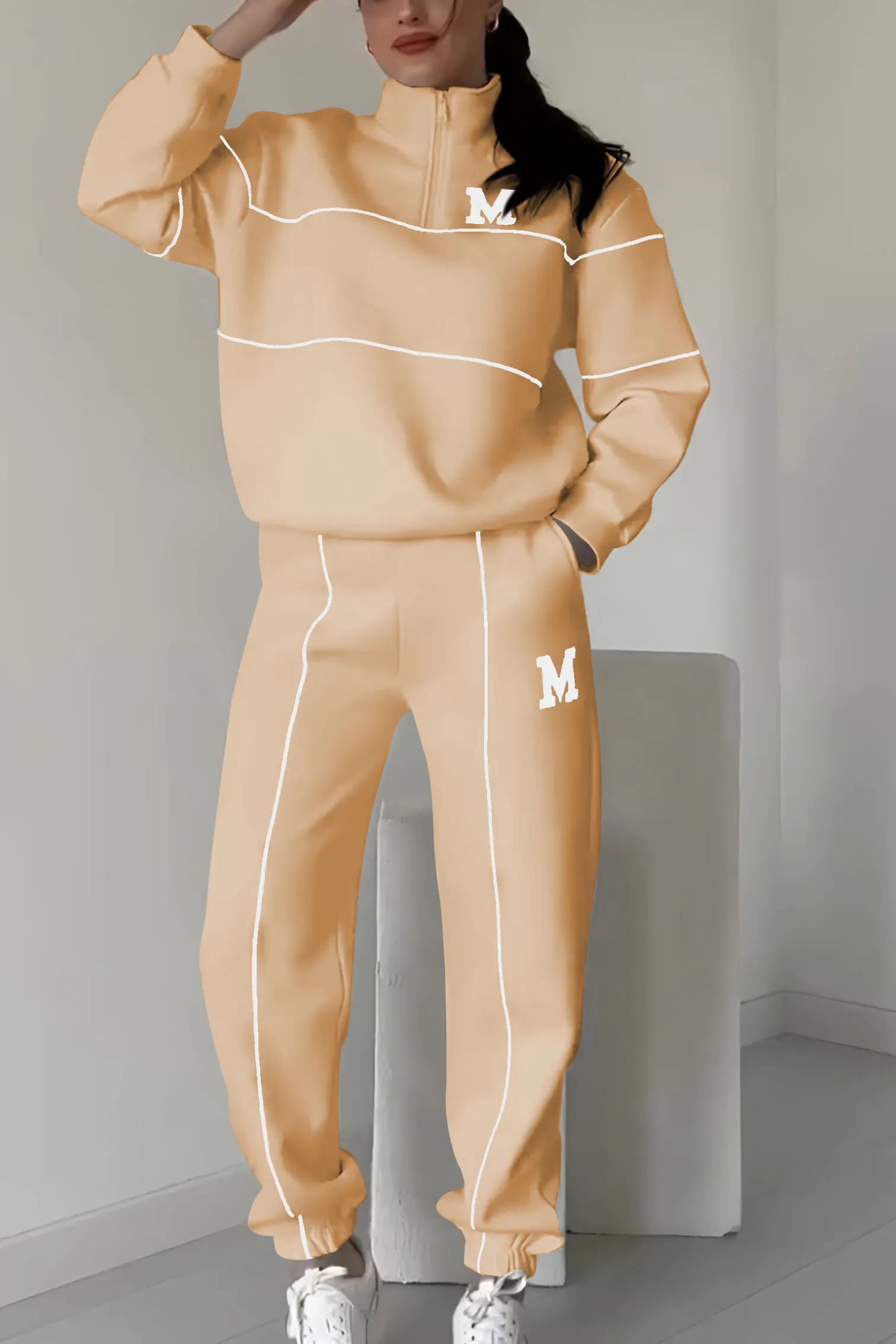 Valerie | Modernes Athleisure-Set mit Kontrastlinien und Zipper
