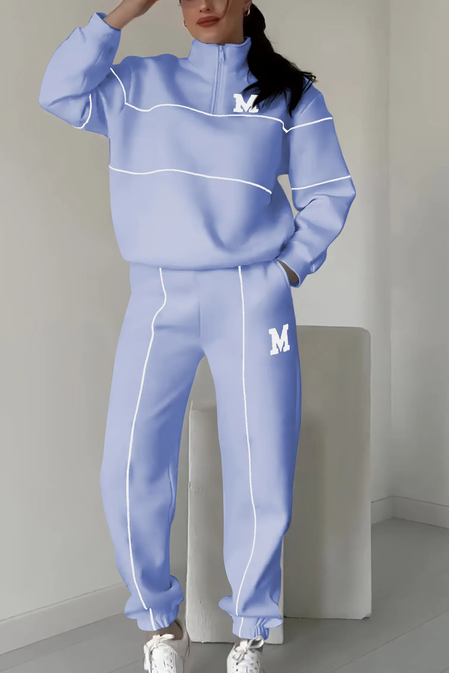 Valerie | Modernes Athleisure-Set mit Kontrastlinien und Zipper