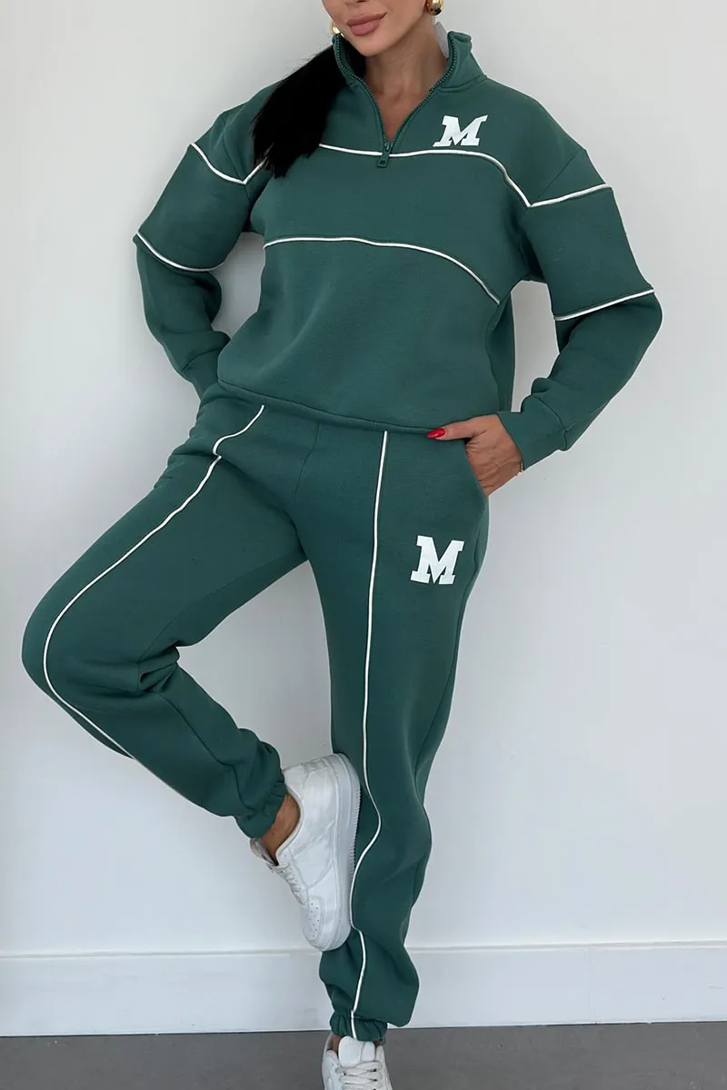 Valerie | Modernes Athleisure-Set mit Kontrastlinien und Zipper