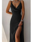 Solena | Elegantes Satinkleid mit Schlitz