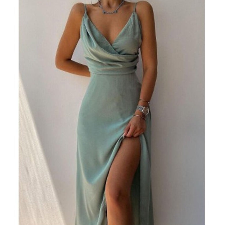 Solena | Elegantes Satinkleid mit Schlitz