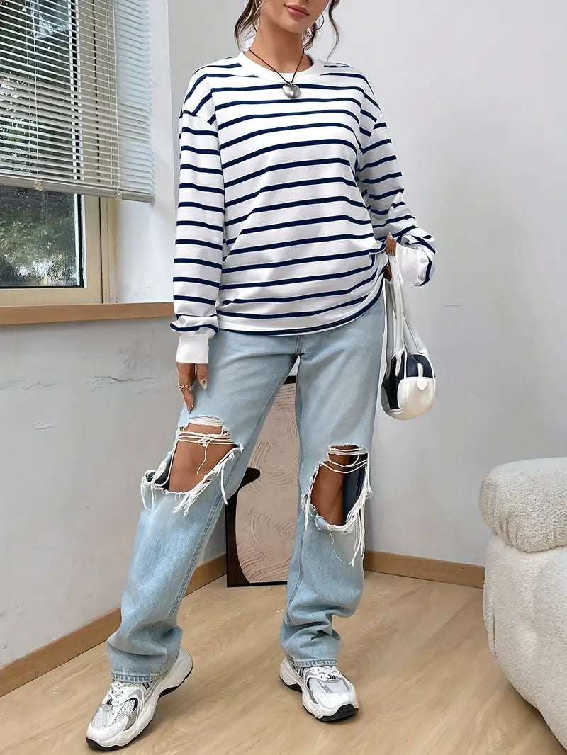 Nevena | Gestreiftes Casual-Sweatshirt für Damen
