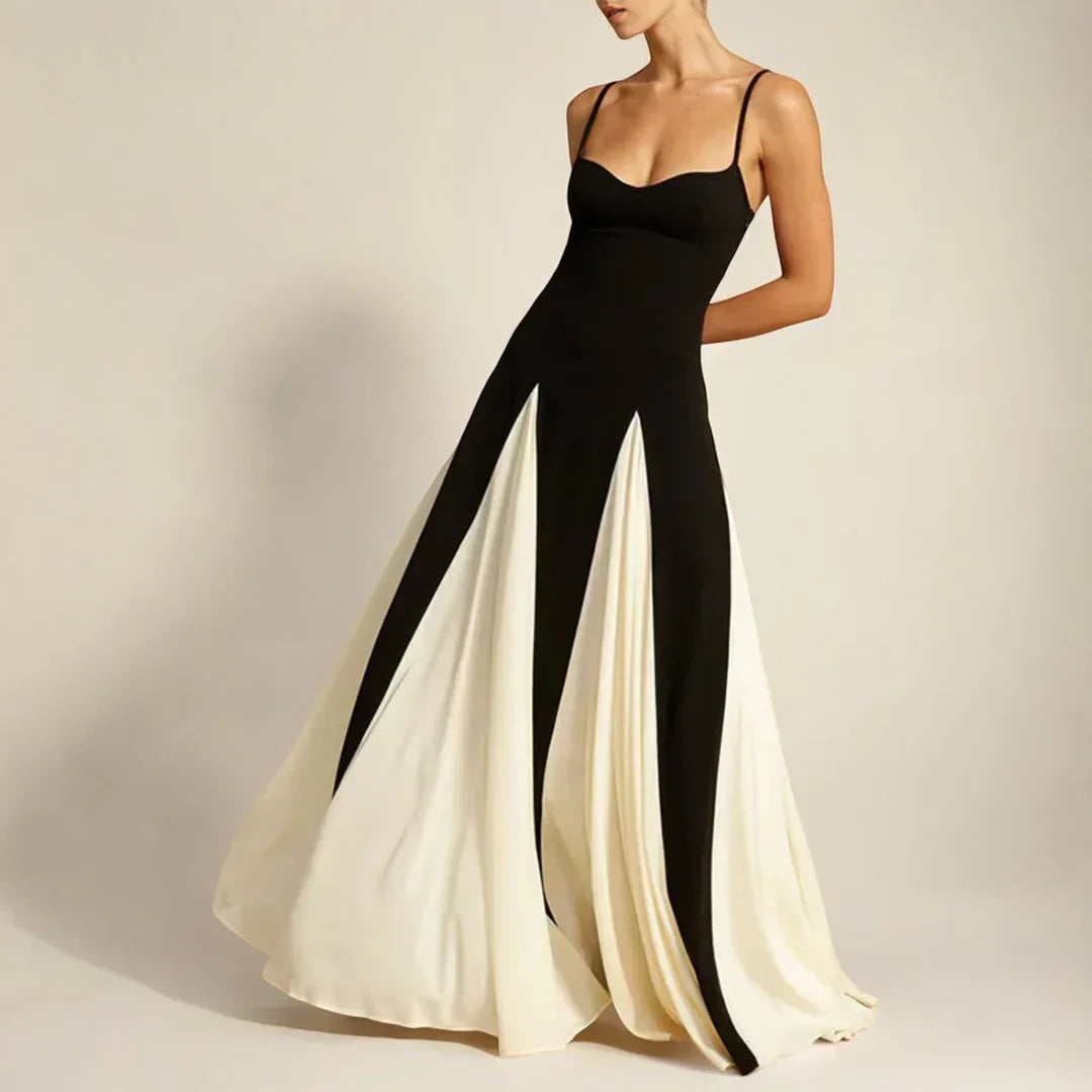 Noelle | Zweifarbiges Abendkleid mit Schwingeffekt
