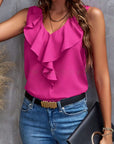 Malina | V-Ausschnitt Casual Top mit gerüschtem Saum