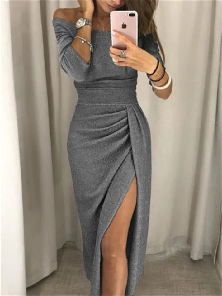 Liora | Glänzendes Partykleid mit Schlitz