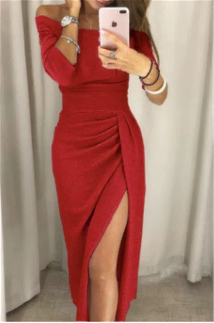 Liora | Glänzendes Partykleid mit Schlitz