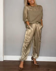 Elenna | Co-Ord-Set mit Crop-Top und weiter Hose