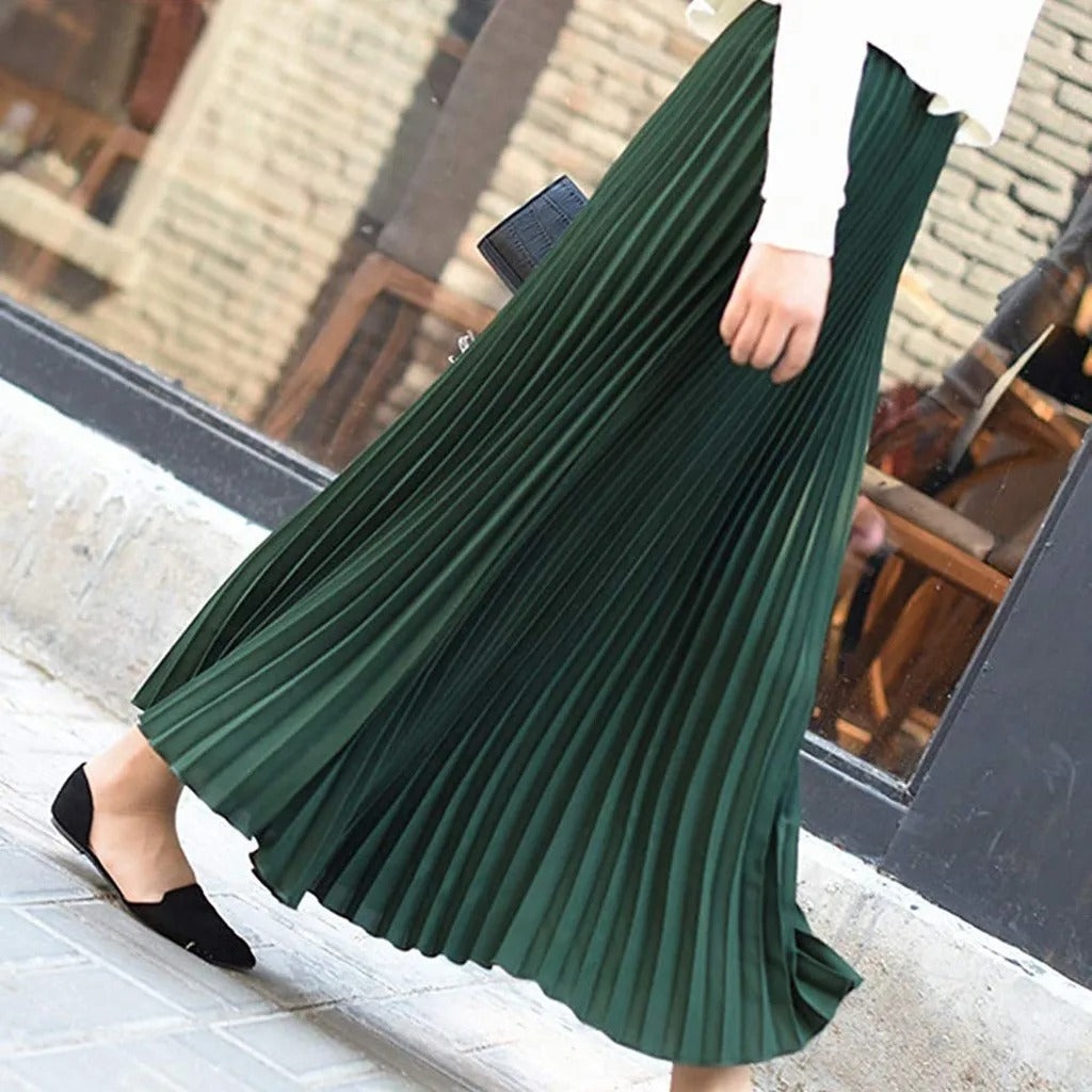 Ortrun | Damen-Midirock in A-Linie mit geraffter Taille