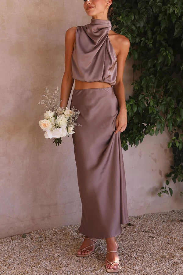 Chiara | Zweiteiler mit Halterneck-Top und High-Waist-Rock