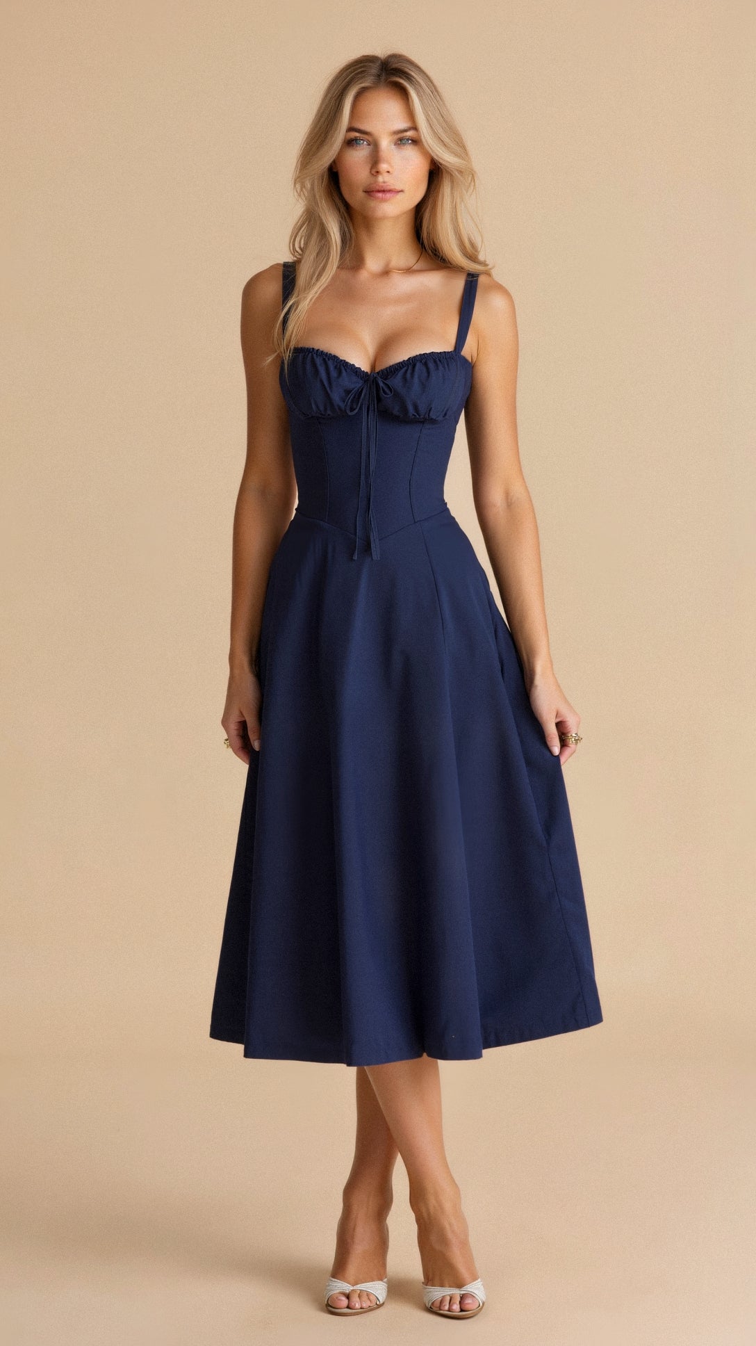 Kim | Corsage-Midikleid mit Statement-Schnitt