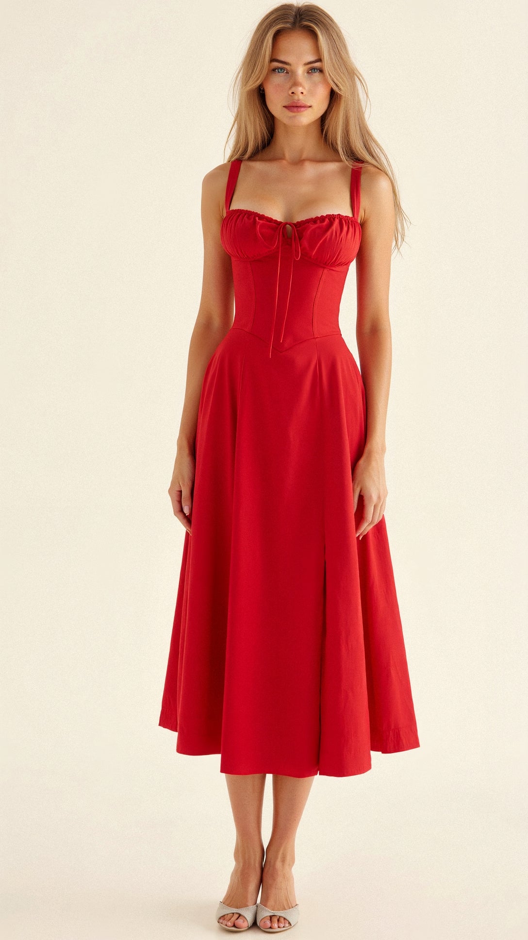 Kim | Corsage-Midikleid mit Statement-Schnitt