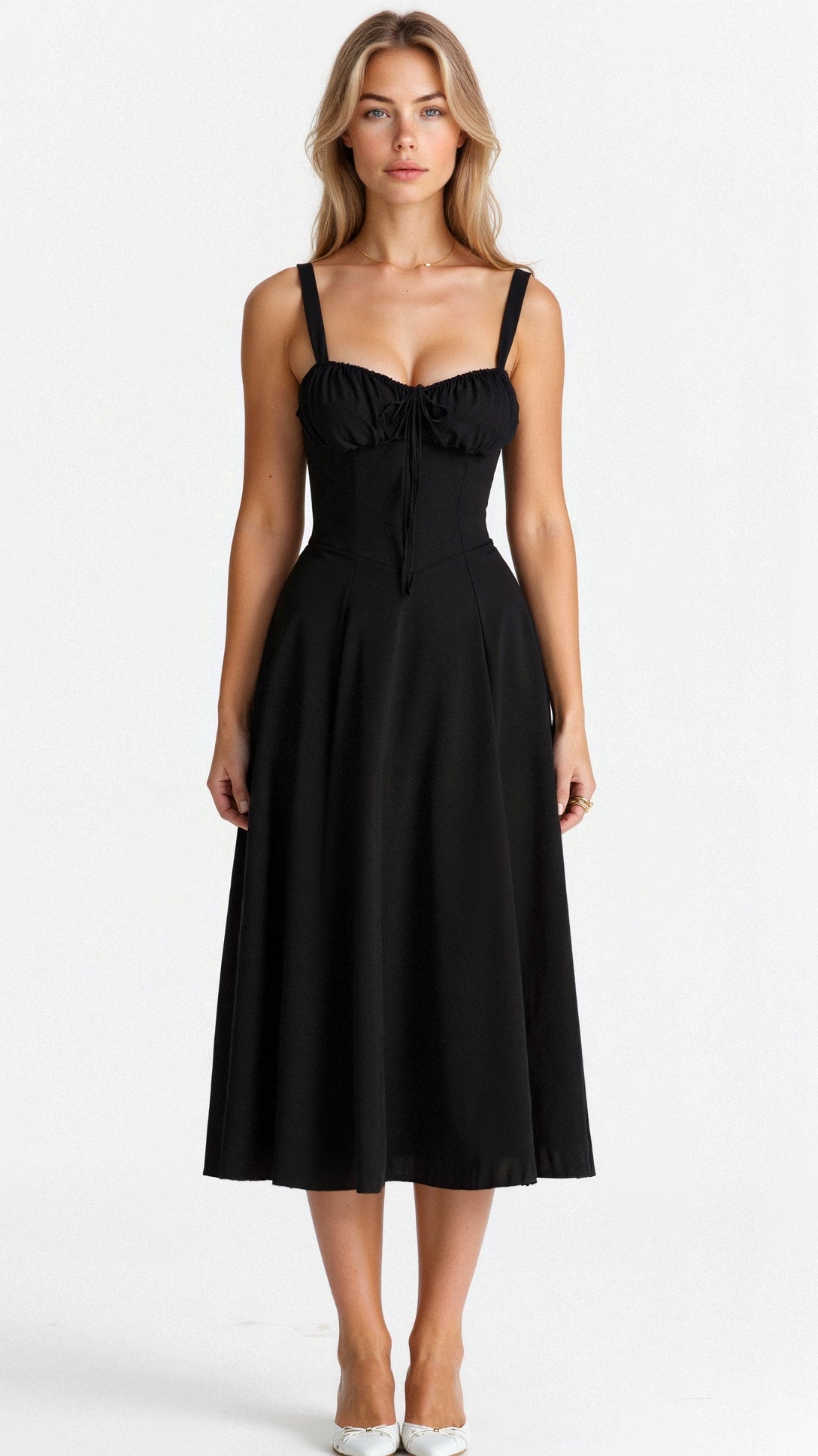 Kim | Corsage-Midikleid mit Statement-Schnitt