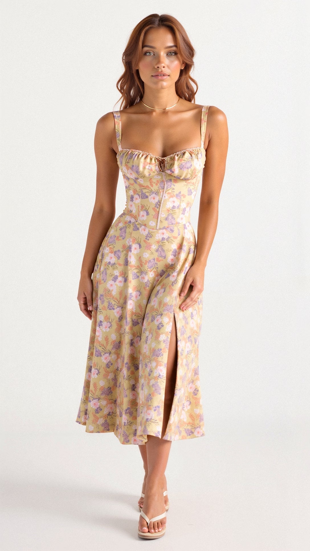 Kim | Corsage-Midikleid mit Statement-Schnitt