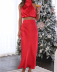 Chiara | Zweiteiler mit Halterneck-Top und High-Waist-Rock