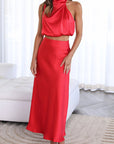 Chiara | Zweiteiler mit Halterneck-Top und High-Waist-Rock