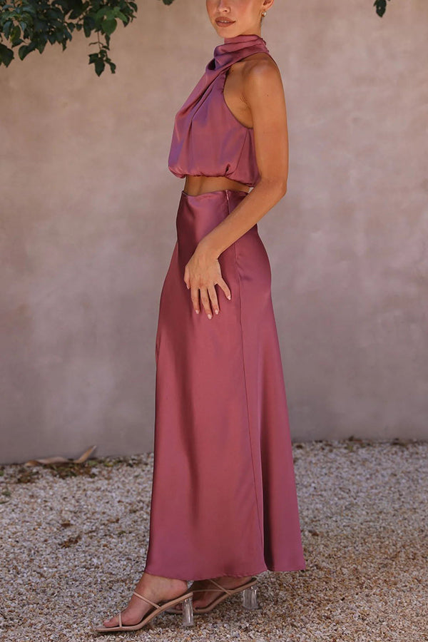 Chiara | Zweiteiler mit Halterneck-Top und High-Waist-Rock