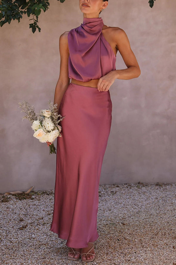Chiara | Zweiteiler mit Halterneck-Top und High-Waist-Rock